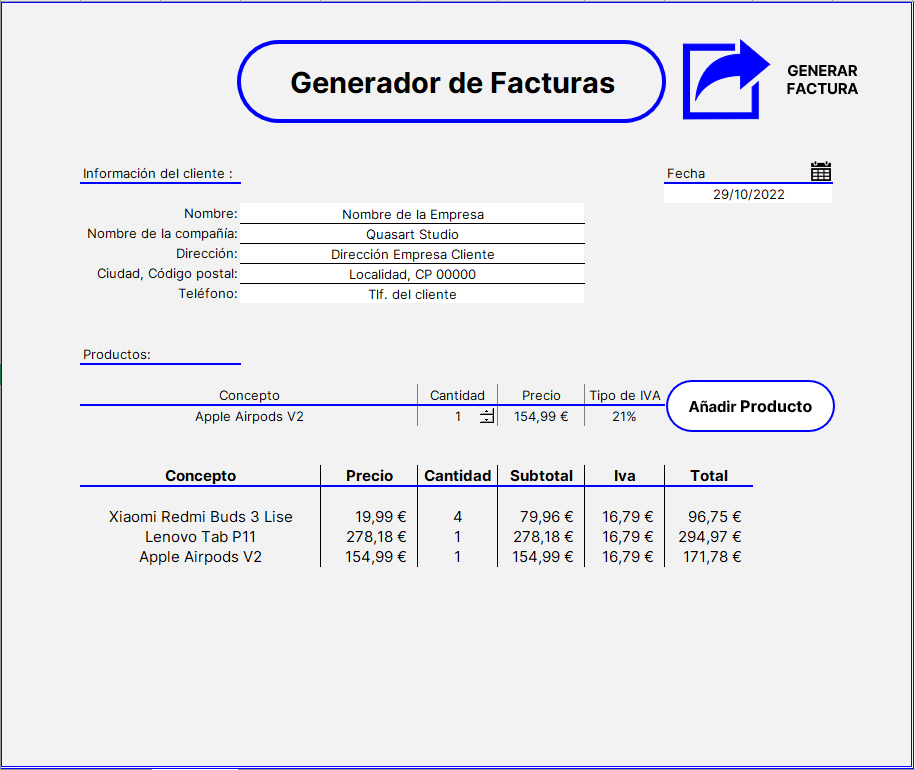 Soluciones Generador Factura